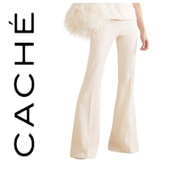 Cache High Rise Cream Flared Pants Size 10 NWT - Picture 1 of 8